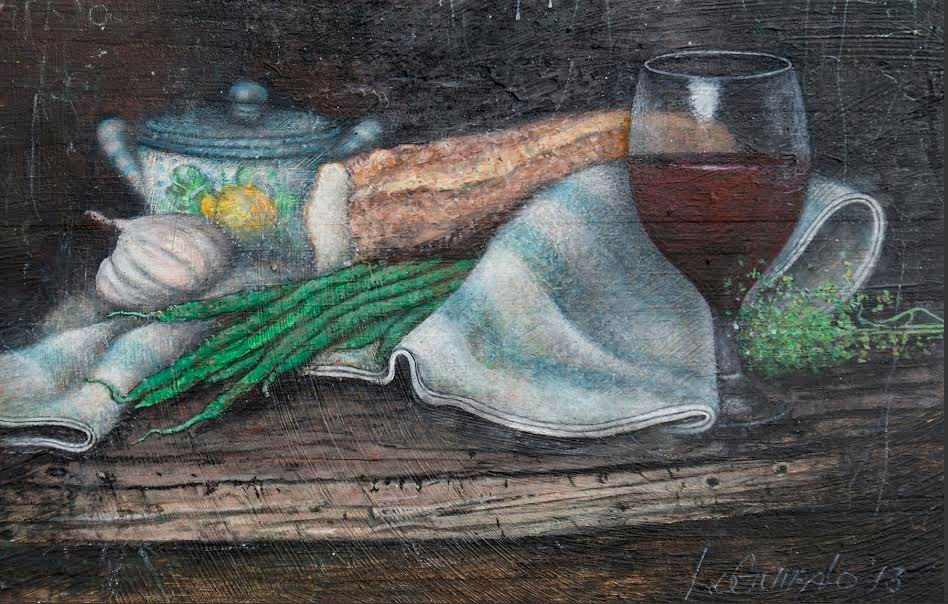 LoGuirato also sought to capture the quiet moments he and his wife spent together enjoying every day sights and sounds. Here is a still life he painted.